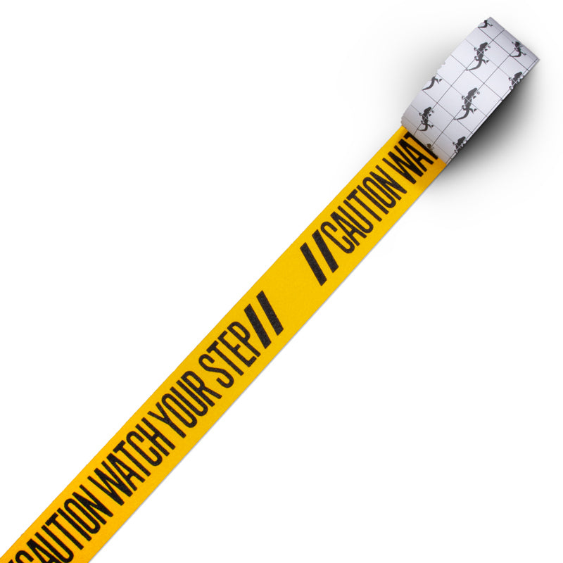 SG8903PT Gator Grip® Premium Worded Print WATCH YOUR STEP Yellow/Black Anti-Slip Grip Roll 60-grit Traction Tape (3 in x 60 ft) rolled out to length
