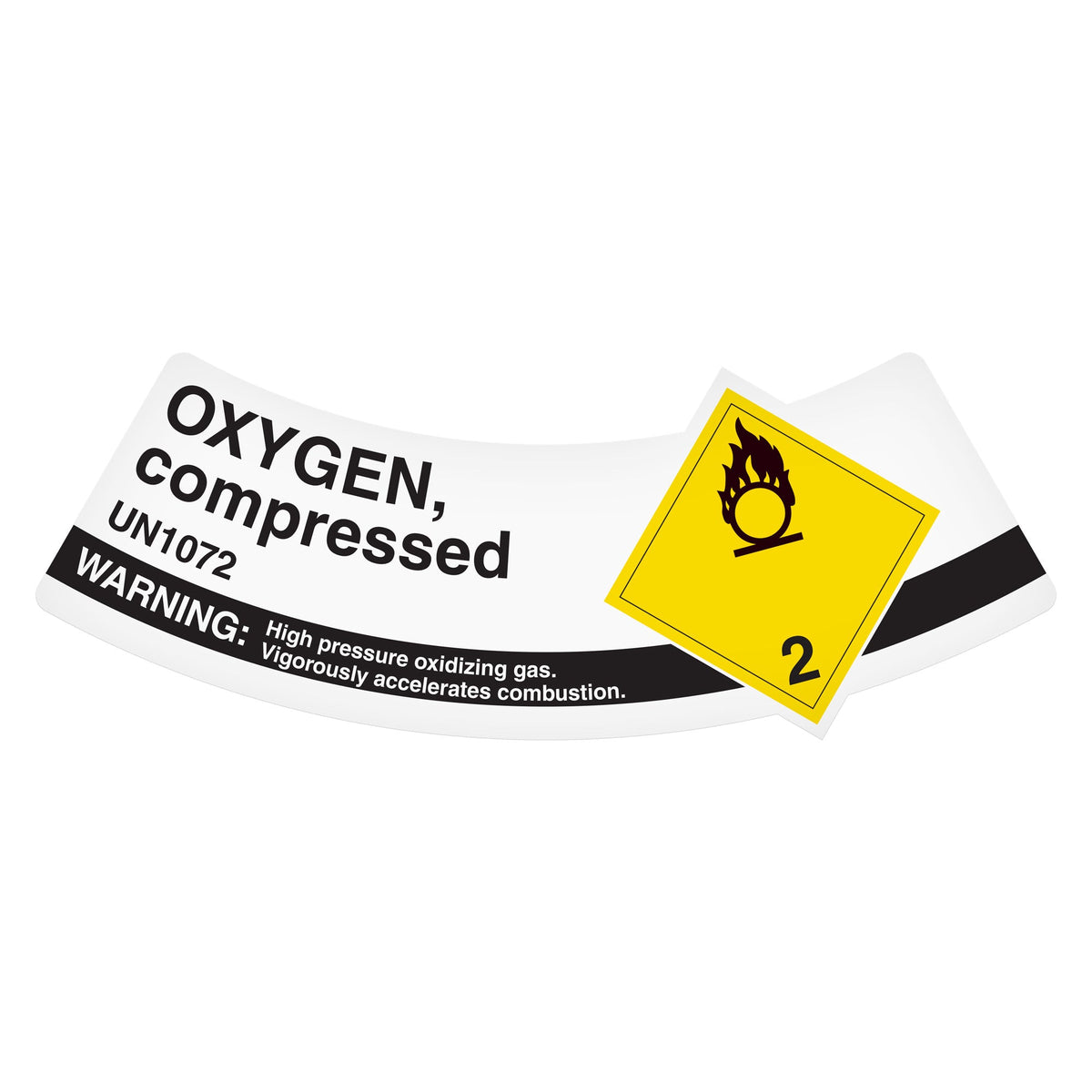 SHLT24UN1072 CLASS 2 UN1072 OXIDIZING GAS OXYGEN, COMPRESSED TDG Hazardous Material Canadian and International Gas Cylinder Shoulder Label (2" x 5.25") 500 /roll