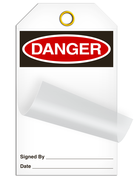 SLM100 DANGER OSHA Header **Blank**  DuraPly™ Tag with DuraLAM™ Self-Laminating Flap (24/pkg) - FRONT
