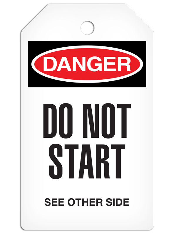 SLM1005 DANGER DO NOT START DuraPly™ Tag with DuraLAM™ Self-Laminating Flap (24/pkg) - FRONT