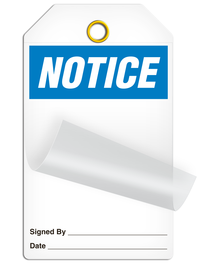 SLM103 NOTICE OSHA Header **Blank**  DuraPly™ Tag with DuraLAM™ Self-Laminating Flap (24/pkg) -FRONT