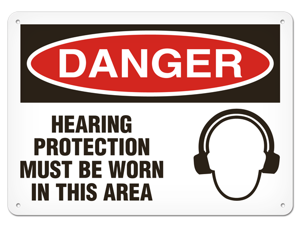 DANGER HEARING PROTECTION MUST BE WORN IN THIS AREA PrimeGuard® Traditional OSHA Style Safety Sign 