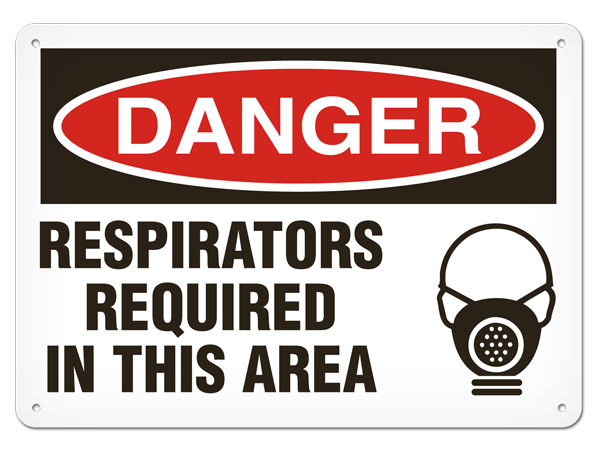 DANGER RESPIRATORS REQUIRED IN THIS AREA PrimeGuard® Traditional OSHA Style Safety Sign 
