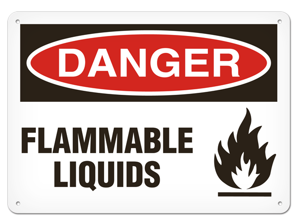 DANGER FLAMMABLE LIQUIDS PrimeGuard® Traditional OSHA Style Safety Sign 
