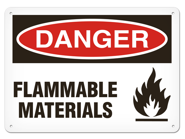 DANGER FLAMMABLE MATERIALS PrimeGuard® Traditional OSHA Style Safety Sign 