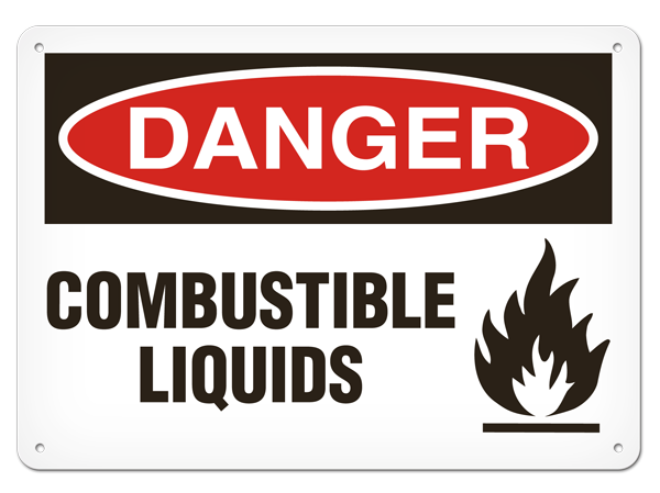 DANGER COMBUSTIBLE LIQUIDS PrimeGuard® Traditional OSHA Style Safety Sign 
