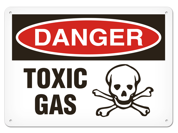 DANGER TOXIC GAS PrimeGuard® Traditional OSHA Style Safety Sign 