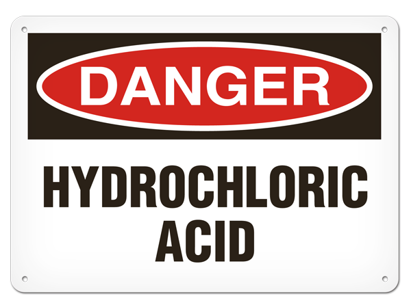 DANGER HYDROCHLORIC ACID PrimeGuard® Traditional OSHA Style Safety Sign 