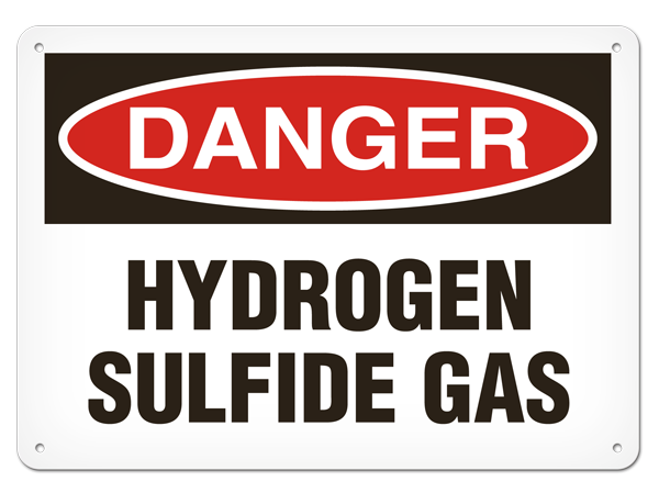 DANGER HYDROGEN SULFIDE GAS PrimeGuard® Traditional OSHA Style Safety Sign 