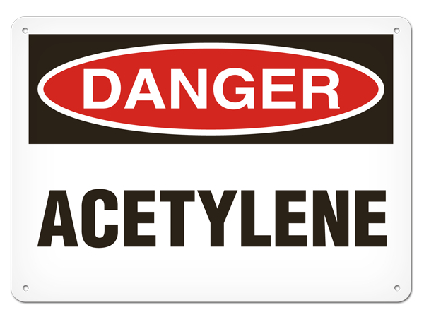 DANGER ACETYLENE PrimeGuard® Traditional OSHA Style Safety Sign 