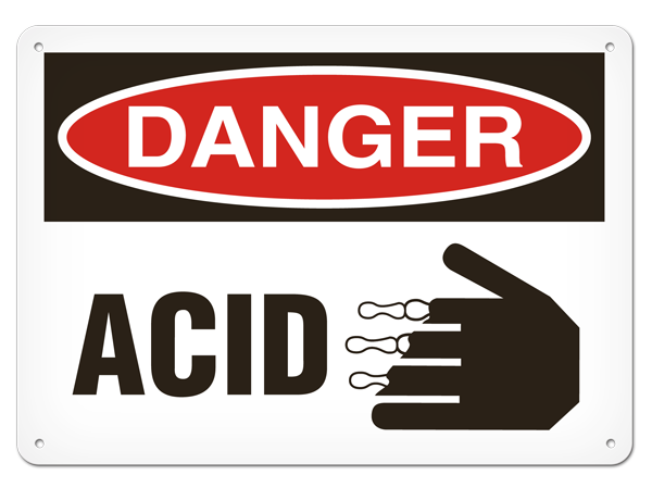 DANGER ACID PrimeGuard® Traditional OSHA Style Safety Sign 