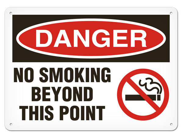 DANGER NO SMOKING BEYOND THIS POINT PrimeGuard® Traditional OSHA Style Safety Sign 