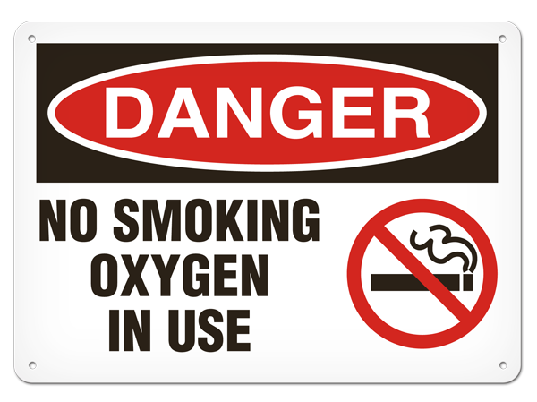 DANGER NO SMOKING OXYGEN IN USE PrimeGuard® Traditional OSHA Style Safety Sign 