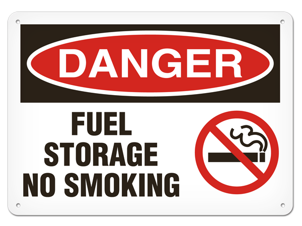 DANGER FUEL STORAGE NO SMOKING PrimeGuard® Traditional OSHA Style Safety Sign 