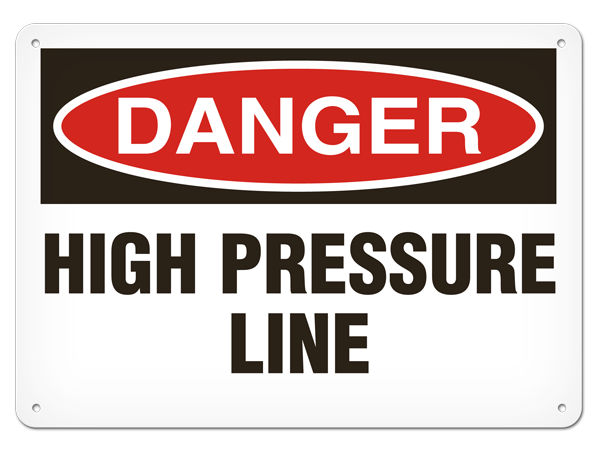 DANGER HIGH LINE PRESSURE PrimeGuard® Traditional OSHA Style Safety Sign 