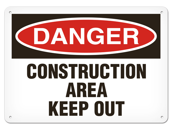 DANGER CONSTRUCTION AREA KEEP OUT PrimeGuard® Traditional OSHA Style Safety Sign 