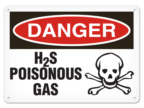 DANGER H2S POISONOUS GAS PrimeGuard® Traditional OSHA Style Safety Sign 