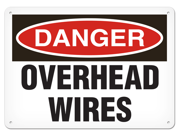 DANGER OVERHEAD WIRES PrimeGuard® Traditional OSHA Style Safety Sign 
