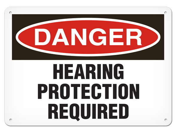 DANGER HEARING PROTECTION REQUIRED IN THIS AREA PrimeGuard® Traditional OSHA Style Safety Sign 