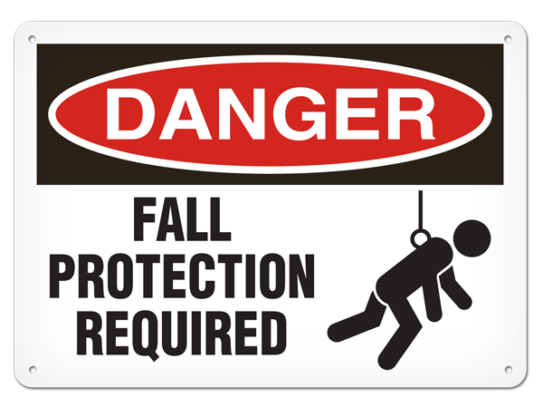 DANGER FALL PROTECTION REQUIRED PrimeGuard® Traditional OSHA Style Safety Sign 