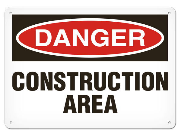 DANGER CONSTRUCTION AREA PrimeGuard® Traditional OSHA Style Safety Sign 