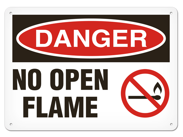 DANGER NO OPEN FLAME PrimeGuard® Traditional OSHA Style Safety Sign 