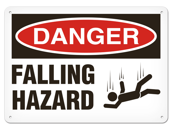 DANGER FALLING HAZARD PrimeGuard® Traditional OSHA Style Safety Sign 