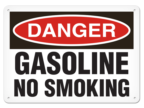 DANGER GASOLINE NO SMOKING PrimeGuard® Traditional OSHA Style Safety Sign 