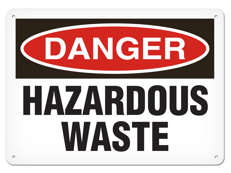 DANGER HAZARDOUS WASTE PrimeGuard® Traditional OSHA Style Safety Sign 