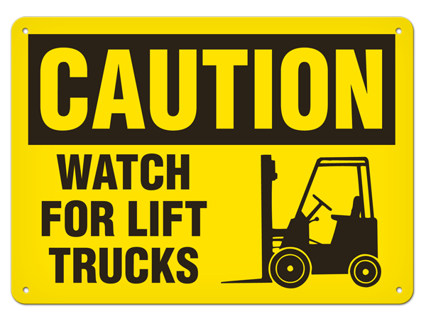 CAUTION WATCH FOR LIFT TRUCKS PrimeGuard® Traditional OSHA Style Safety Sign 
