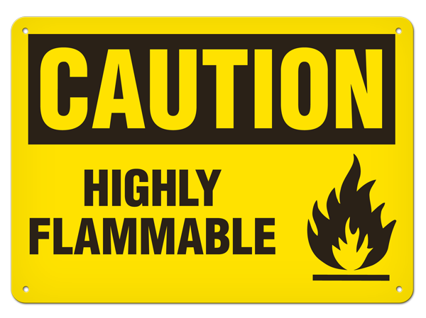 CAUTION HIGHLY FLAMMABLE PrimeGuard® Traditional OSHA Style Safety Sign 