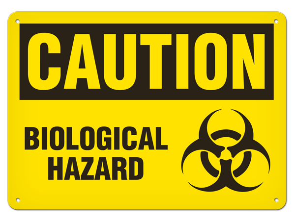 CAUTION BIOLOGICAL HAZARD PrimeGuard® Traditional OSHA Style Safety Sign 