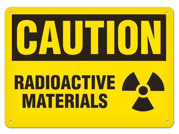 CAUTION RADIOACTIVE MATERIALS PrimeGuard® Traditional OSHA Style Safety Sign 