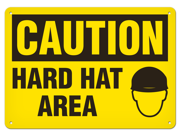 CAUTION HARD HAT AREA PrimeGuard® Traditional OSHA Style Safety Sign 