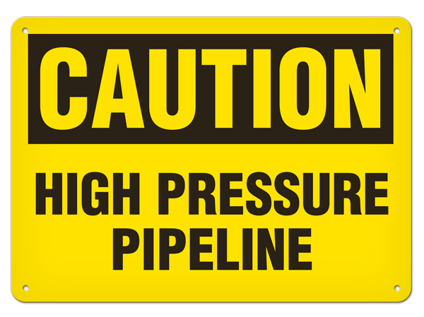 CAUTION HIGH PRESSURE PIPELINE PrimeGuard® Traditional OSHA Style Safety Sign 