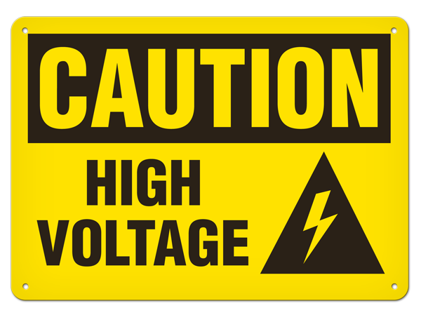 CAUTION HIGH VOLTAGE PrimeGuard® Traditional OSHA Style Safety Sign 