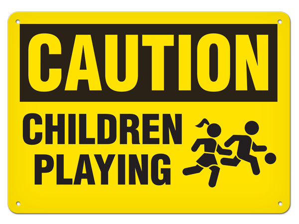 CAUTION CHILDREN PLAYING PrimeGuard® Traditional OSHA Style Safety Sign 