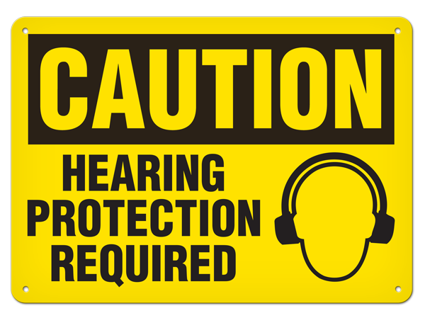 CAUTION HEARING PROTECTION REQUIRED PrimeGuard® Traditional OSHA Style Safety Sign 