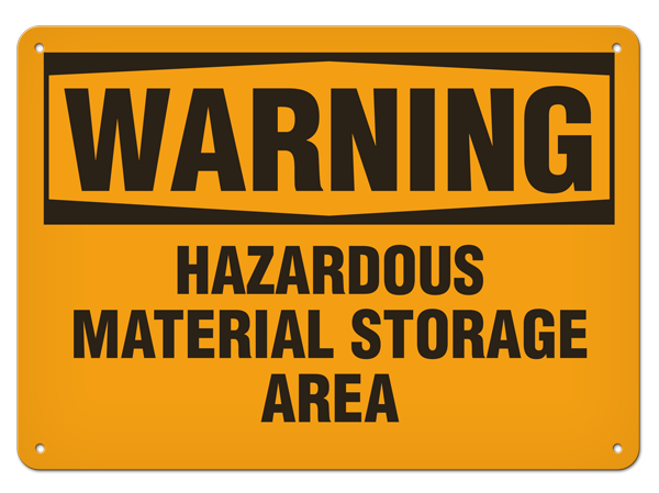 WARNING HAZARDOUS MATERIAL STORAGE AREA PrimeGuard® Traditional OSHA Style Safety Sign 