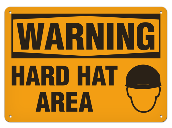 WARNING HARD HAT AREA PrimeGuard® Traditional OSHA Style Safety Sign 