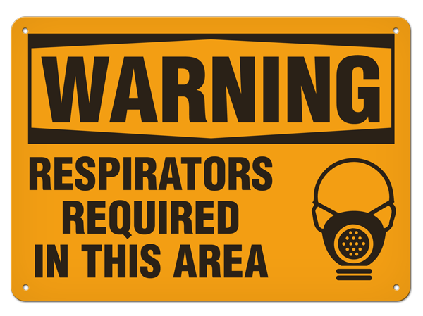 WARNING RESPIRATORS REQUIRED IN THIS AREA PrimeGuard® Traditional OSHA Style Safety Sign 