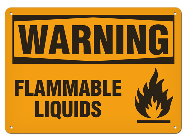 WARNING FLAMMABLE LIQUIDS PrimeGuard® Traditional OSHA Style Safety Sign 