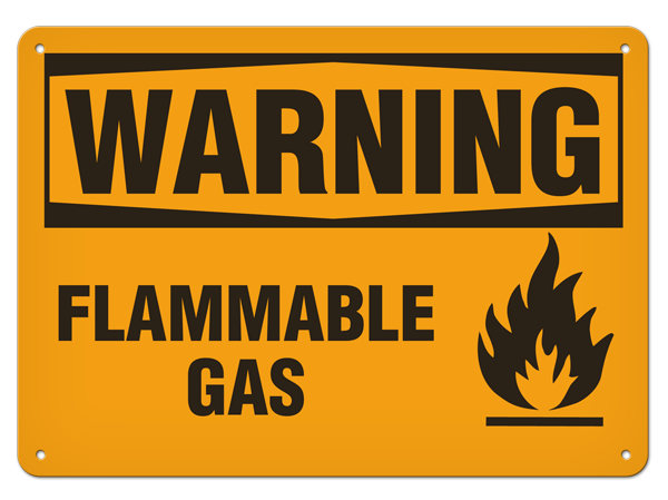 WARNING FLAMMABLE GAS PrimeGuard® Traditional OSHA Style Safety Sign 