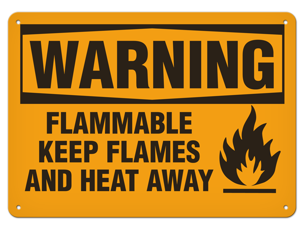 WARNING FLAMMABLE KEEP FLAMES AND HEAT AWAY PrimeGuard® Traditional OSHA Style Safety Sign 