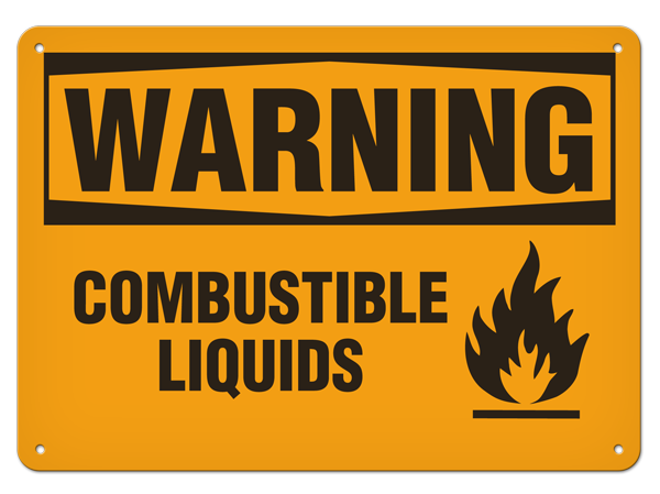 WARNING COMBUSTIBLE LIQUIDS PrimeGuard® Traditional OSHA Style Safety Sign 