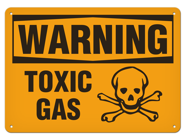 WARNING TOXIC GAS PrimeGuard® Traditional OSHA Style Safety Sign 