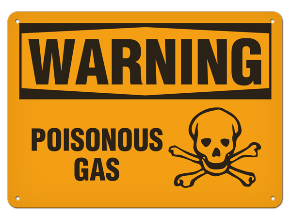 WARNING POISONOUS GAS PrimeGuard® Traditional OSHA Style Safety Sign 