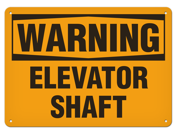 WARNING ELEVATOR SHAFT PrimeGuard® Traditional OSHA Style Safety Sign 