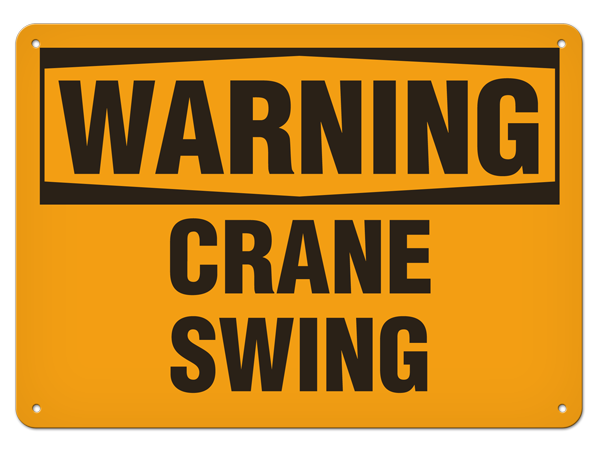 WARNING CRANE SWING PrimeGuard® Traditional OSHA Style Safety Sign 