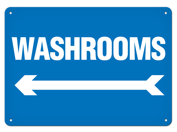 WASHROOMS WITH LEFT ARROW PrimeGuard® Safety Sign